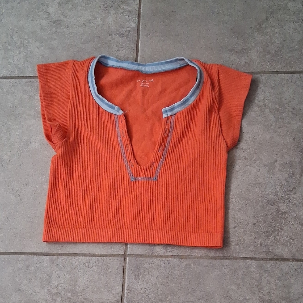 Urban Outfitters Orange Tee with Blue Accents